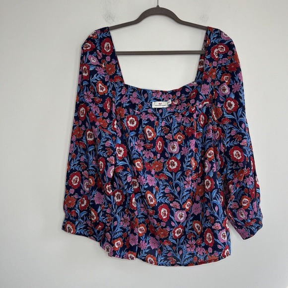 Vineyard Vines Top Womens XXL 2XL Colorful Tisbury Floral Square Neck - Picture 5 of 11